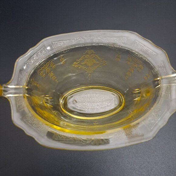 Anchor Hocking Princess Yellow Glass Sugar Bowl Embossed Design Vintage NO LID - Picture 5 of 16